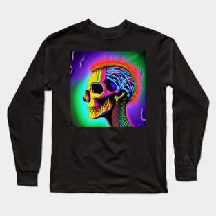 Vibrant Trippy Skull Art 50 Long Sleeve T-Shirt